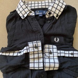 Fred Perry Black and White Button Down Shirt